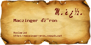 Maczinger Áron névjegykártya