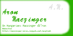 aron maczinger business card